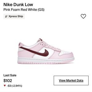 Nike Dunk Low's pink foam red white GS
